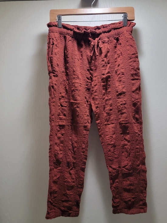 Hatch Pants - Hatch Rust Red Cotton Textured Drawstring Pants
